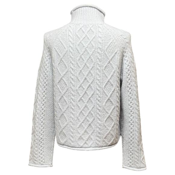 J.Crew Alpaca Wool Cable Knit Rollneck Sweater Light Blue Gray Medium - Picture 4 of 7